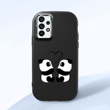 HONTINGA Samsung Galaxy A73 ile Uyumlu Kılıfı Kamera Korumalı Düşüme Önleyici Basitlik Siyah Yumuşak Silikon Telefon Kılıfı Panda Desenli K4-0239