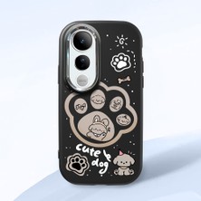HONTINGA Vivo V50 Lite ile Uyumlu Kılıfı Kamera Korumalı Düşüme Önleyici Basitlik Siyah Yumuşak Silikon Telefon Kılıfı Köpek Desenli K4-0233