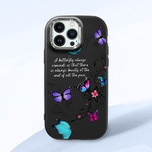 HONTINGA iPhone 13 Pro ile Uyumlu Kılıfı Kamera Korumalı Düşüme Önleyici Basitlik Siyah Yumuşak Silikon Telefon Kılıfı Kelebek Desenli K4-0243