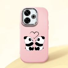 HONTINGA Xiaomi Redmi 13X ile Uyumlu Kılıfı Kamera Korumalı Düşüme Önleyici Basitlik Pembe Yumuşak Silikon Telefon Kılıfı Panda Desenli K4-0239