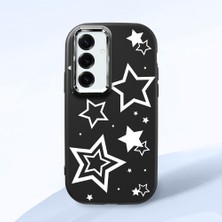 HONTINGA Samsung Galaxy S25 Plus ile Uyumlu Kılıfı Kamera Korumalı Düşüme Önleyici Basitlik Siyah Yumuşak Silikon Telefon Kılıfı Siyah Yıldız Desenli K4-0245