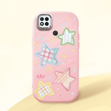 HONTINGA Redmi 10A ile Uyumlu Kılıfı Kamera Korumalı Düşüme Önleyici Basitlik Pembe Yumuşak Silikon Telefon Kılıfı Renkli Yıldız Desenli K4-0247