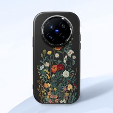HONTINGA Vivo X200 Pro ile Uyumlu Kılıfı Kamera Korumalı Düşüme Önleyici Basitlik Siyah Yumuşak Silikon Telefon Kılıfı Çiçek Desenli K4-0242