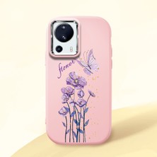 HONTINGA Xiaomi Mi 13 Lite ile Uyumlu Kılıfı Kamera Korumalı Düşüme Önleyici Basitlik Pembe Yumuşak Silikon Telefon Kılıfı Mor Kelebek Desenli K4-0244