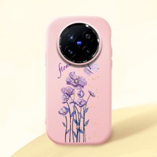 HONTINGA Vivo X200 Pro ile Uyumlu Kılıfı Kamera Korumalı Düşüme Önleyici Basitlik Pembe Yumuşak Silikon Telefon Kılıfı Mor Kelebek Desenli K4-0244