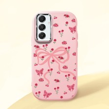 HONTINGA Samsung Galaxy A16 ile Uyumlu Kılıfı Kamera Korumalı Düşüme Önleyici Basitlik Pembe Yumuşak Silikon Telefon Kılıfı Fiyonk Desenli K4-0253