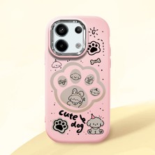 HONTINGA Redmi Note 13 Pro 5g ile Uyumlu Kılıfı Kamera Korumalı Düşüme Önleyici Basitlik Pembe Yumuşak Silikon Telefon Kılıfı Köpek Desenli K4-0233