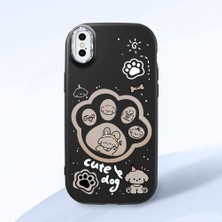HONTINGA iPhone x ile Uyumlu Kılıfı Kamera Korumalı Düşüme Önleyici Basitlik Siyah Yumuşak Silikon Telefon Kılıfı Köpek Desenli K4-0233