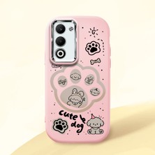 HONTINGA Oppo A5 ile Uyumlu Kılıfı Kamera Korumalı Düşüme Önleyici Basitlik Pembe Yumuşak Silikon Telefon Kılıfı Köpek Desenli K4-0233
