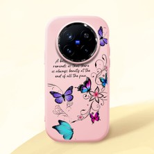 HONTINGA Vivo X200 Pro ile Uyumlu Kılıfı Kamera Korumalı Düşüme Önleyici Basitlik Pembe Yumuşak Silikon Telefon Kılıfı Kelebek Desenli K4-0243