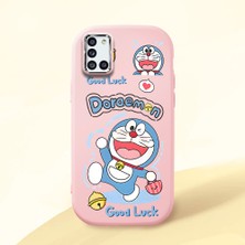 HONTINGA Samsung Galaxy A31 ile Uyumlu Kılıfı Kamera Korumalı Düşüme Önleyici Basitlik Pembe Yumuşak Silikon Telefon Kılıfı Doraemon Desenli K4-0251