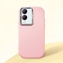 HONTINGA Vivo Y28 ile Uyumlu Kılıfı Kamera Korumalı Düşüme Önleyici Basitlik Pembe Yumuşak Silikon Telefon Kılıfı K4-0000