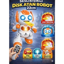Aksoy Toys Uzaktan Kumandalı Disk Atan Sesli Işıklı Robot Disk Fırlatan 22 cm Robot