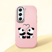 HONTINGA Tecno Camon 40 Pro 5g ile Uyumlu Kılıfı Kamera Korumalı Düşüme Önleyici Basitlik Pembe Yumuşak Silikon Telefon Kılıfı Panda Desenli K4-0239