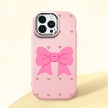 HONTINGA iPhone 14 Pro ile Uyumlu Kılıfı Kamera Korumalı Düşüme Önleyici Basitlik Pembe Yumuşak Silikon Telefon Kılıfı Fiyonk Desenli K4-0259