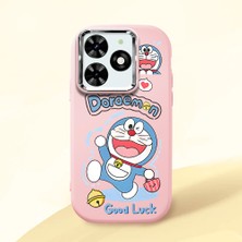 HONTINGA Tecno Spark Go 2024 ile Uyumlu Kılıfı Kamera Korumalı Düşüme Önleyici Basitlik Pembe Yumuşak Silikon Telefon Kılıfı Doraemon Desenli K4-0251
