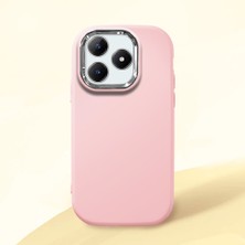 HONTINGA Realme C63 ile Uyumlu Kılıfı Kamera Korumalı Düşüme Önleyici Basitlik Pembe Yumuşak Silikon Telefon Kılıfı K4-0000