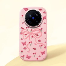 HONTINGA Vivo X200 Pro ile Uyumlu Kılıfı Kamera Korumalı Düşüme Önleyici Basitlik Pembe Yumuşak Silikon Telefon Kılıfı Fiyonk Desenli K4-0253