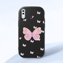 HONTINGA Samsung Galaxy A20 ile Uyumlu Kılıfı Kamera Korumalı Düşüme Önleyici Basitlik Siyah Yumuşak Silikon Telefon Kılıfı Kelebek Desenli K4-0260