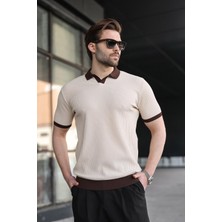 Madmext Taş Rengi Polo Yaka Triko Erkek Tişört E7464