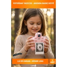 Letsii Pembe Renk Kameralı Fotoğraf Yazıcısı 1080P Eğlenceli Çocuk Cihazı