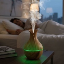 Pileli Store Damla Model Akasya Renk Hava Nemlendirici – Ultrasonik Soğuk Buhar Makinesi, LED Işıklı Masaü