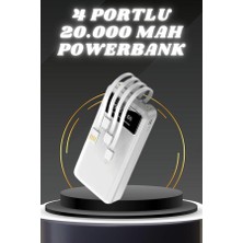 Pileli Store Powerbank Şarj Cihazı 4 Çıkışlı 20.000 Mah Powerbank Kompakt Yüksek Kapasiteli Hızlı Şarj