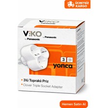 Viko 3lü (Üçlü) Yonca Golyat Fiş Priz Beyaz