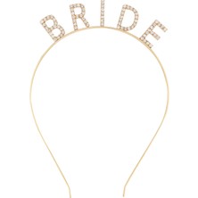 Pileli Store Altın Gold Renk Bekarlığa Veda Kristal Taş Bride Tacı Ithal