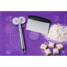 Prolite Paslanmaz Çelik 3 Lü Hamur Kesme Seti , Hamur Matı , Hamur Kesici, Roller Kesici