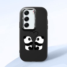 HONTINGA Tecno Camon 40 ile Uyumlu Kılıfı Kamera Korumalı Düşüme Önleyici Basitlik Siyah Yumuşak Silikon Telefon Kılıfı Panda Desenli K4-0239