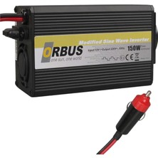 Orbus MS150W 150W 12V Dc - 220V Ac Modifiye Sinüs Araç Çakmaklık Inverteri