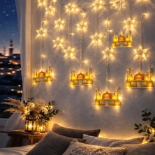 Akinco 3 mt Fişli Sarı Cami Yıldız Ramazan Perde LED