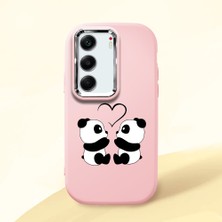 HONTINGA Tecno Camon 40 ile Uyumlu Kılıfı Kamera Korumalı Düşüme Önleyici Basitlik Pembe Yumuşak Silikon Telefon Kılıfı Panda Desenli K4-0239