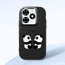 HONTINGA Tecno Spark Go 2024 ile Uyumlu Kılıfı Kamera Korumalı Düşüme Önleyici Basitlik Siyah Yumuşak Silikon Telefon Kılıfı Panda Desenli K4-0239