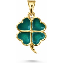 Zeya Kuyumculuk 14 Ayar Altın Yeşil Yonca Kolye Ucu