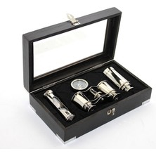 Ttt Ahşap Kutulu Pirinç Dürbün Pusula ve Kum Saati Seti