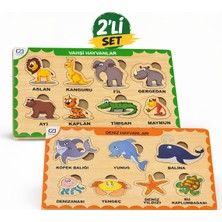Ca Games Ahşap Puzzle 2’li Set – Vahşi ve Deniz Hayvanları Eğitici Oyuncak