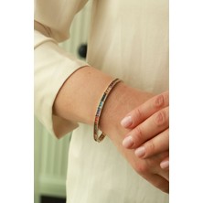 Aydın Kuyumculuk 14 Ayar Altın,renkli Taşlı Sıralı Bayan Bilekliği AGBLK702