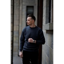 Mavona Premium 3 İplik Şardonlu Erkek Gri Oversize Bisiklet Yaka Sweatshirt - %85 Pamuk %15 Likra