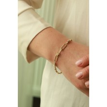 Aydın Kuyumculuk 14 Ayar Altın,ataçlı Dorikalı Bayan Bilekliği AGBLK703