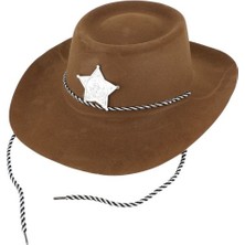 Pileli Store Çocuk Kovboy Şapkası Plastik Üzeri Flok Kaplama Açık Kahverengi