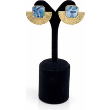 Pangu Lak Kaplama Akrilik Taşlı Yarım Ay Formlu Küpe