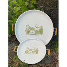 Pileli Store Ikili Yuvarlak Sunum Tepsisi Seti