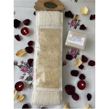 Pileli Store Uzun Sırt Kabak Lifi ve Eşek Sütlü Doğal Sabun Lifli