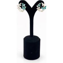 Pangu Lak Kaplama Mineli Kelebek ve Çiçek Detaylı Inci Taşlı Küpe