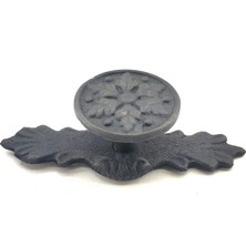 Pileli Store Antika Tarz Dekoratif Pirinç Çiçek Düğme - 27X70 Mm, Oksit