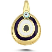 Zeya Kuyumculuk 14 Ayar Altın Çift Nazar Boncuklu Kolye Ucu