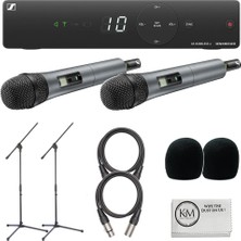 Sennheiser Xsw 1-825 Dual-Vocal Set With Two 825 El Mikrofons | A: 548 To 572 Mhz Sche With 2 Xlr Cables + 2 x Windscreens + Microphone Stand + Temizlik Kumaşı (8 Madde)