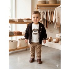 Vavbaby Erkek Bebek Fitilli Kadife Ceketli 3’lü Kombin Set